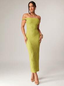 Silquee Women's Elegant Olive Green Summer Seductive Party Dress, Off-Shoulder One Shoulder Stretch Fabric,Festival Beach Vacation Birthday Clothes - Green - View 4
