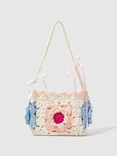 Kawaii حقيبة يدوية مصنوعة بالكروشيه، تصميم عملي متعدد الاستخدامات للنساء