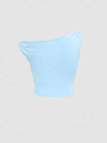 Sweetra Spring/Summer Asymmetrical Asymmetric Collar Fitted Versatile Camisole