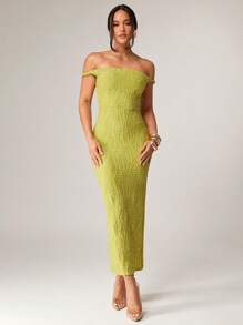 Silquee Women's Elegant Olive Green Summer Seductive Party Dress, Off-Shoulder One Shoulder Stretch Fabric,Festival Beach Vacation Birthday Clothes - Green - View 1
