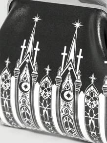 ROMWE Goth Monedero con estampado de castillo vintage, con diseño fashionable y elegante
