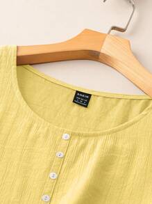 EMERY ROSE Women's Solid Color Simple Button Decor Camisole, Suitable For Summer Daily Wear - Yellow - View 5