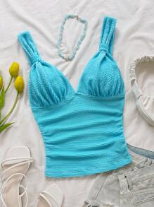 Soleia Women's Solid Color Fashion Tank Top, Suitable For Summer Blue - Baby Blue - View 1