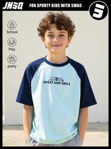 JNSQ Niños Camiseta casual de manga corta para deportes al aire libre, camiseta informal con cuello redondo y estampado de número divertido para ocio y deportes al aire libre
