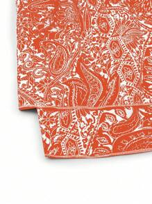 SHEIN LUNE Plus Size Women Plant Print Drawstring Waist Shorts - Orange - View 3