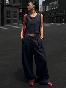 DAZY Women Denim Two Pieces Outfits - Blue - View 3