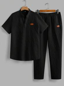 Manfinity VCAY Set de 2 camisetas informales ajustadas de punto para hombre, adecuado para el verano