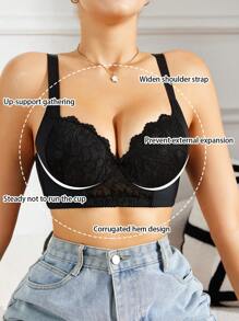 SHEIN 1 pieza Sujetador con aros moldeador de encaje y empalme para mujeres