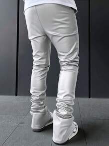 Manfinity EMRG 男士银色纯色休闲裤，时尚街头时尚设计