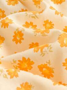 Loomiva Young Girls Ditsy Floral Ruffle Short Sleeve Top And Ruffle Hem Skirt 2pcs Sets, Spring/Summer