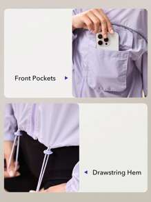 OutZeal WeatherProof-Air Water-Resistant UPF50+ Lightweight Oversize Jacket Women Drawstring Hem For LightRain Everyday Daily Casual