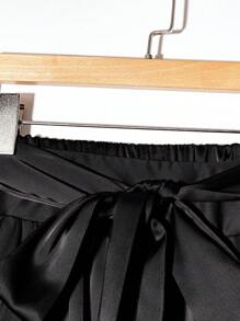 Regalyn Plus Size Elegant Lady Bow Decor Bubble Hem Skirt Fall Cloth For Women