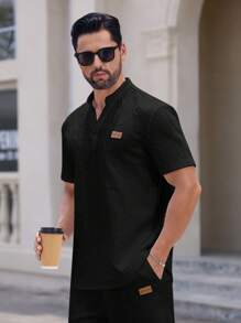 Manfinity VCAY Set de 2 camisetas informales ajustadas de punto para hombre, adecuado para el verano