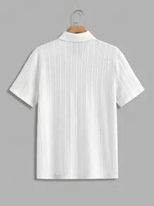 Manfinity RelaxMax Men Solid Color Plain Button-Down Casual Short-Sleeve Shirt For Boyfriend Gift Men Summer Shirtswhite Top For Menwhite Tops For Menwhite Men Shirt