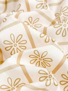 Loomiva 年轻女孩碎花格子图案荷叶边下摆吊带背心上衣和裤子 2 件套，休闲夏季度假装 - 彩色 - 查看 6