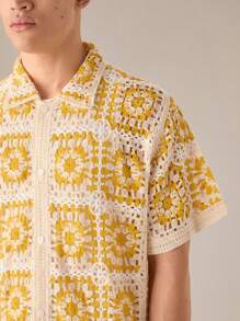 SWAVVY 男士针织休闲宽松短袖针织衬衫，适合学校，秋冬