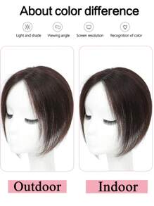 7*11 厘米深棕色女士真发发片，360° 3D 覆盖刘海发片，10 英寸逼真头皮片，适合稀疏头顶的女性 - S2 - 查看 4