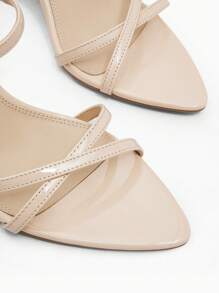 CUCCOO BIZCHIC Apricot Mirror Pu Pointed Toe Kitten Heel Women'S Sandals For Summer Graduation Heels Prom Heels Vacation Shoes Summer Elegant Basics Business Casual Business Chic Spring Shoes Spring Break Easter