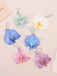 ROMWE Fairycore 1 móc chìa khóa trang trí hoa lan xanh ngọt ngào, phong cách nghỉ dưỡng bãi biển cho mùa xuân/hè, đám cưới, lễ hội, quà tặng sinh nhật, mặt dây chuyền túi xách - Nhiều màu - Xem 6