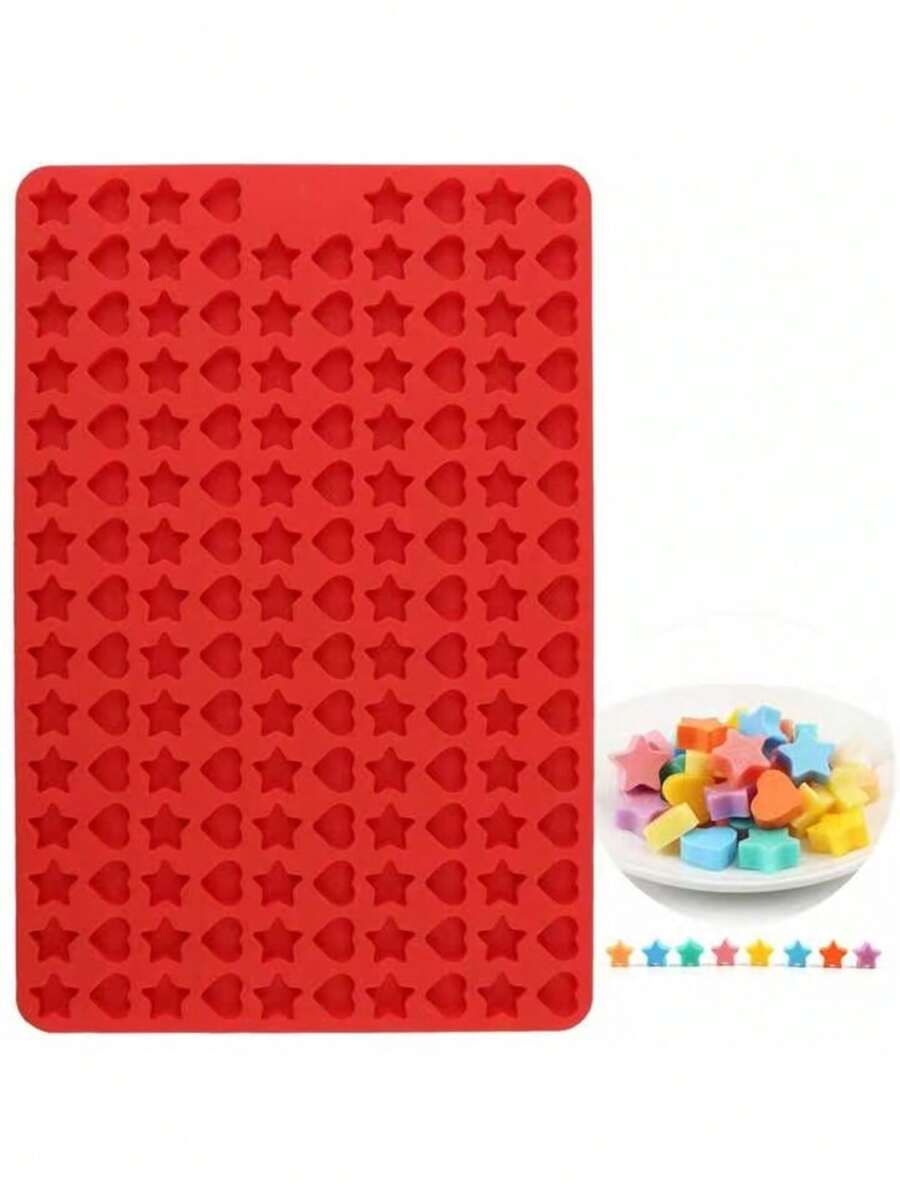 1 件巧克力糖果模具托盘，带有 148 个星形和心形空腔，用于 DIY 零食，例如狗零食、糖果、软糖、饼干、巧克力和其他可爱零食，由食品级硅胶制成 - 紅色 - 查看 1