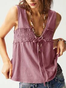 Bohemela Camiseta de tirantes de punto entallada de unicolor casual para mujer