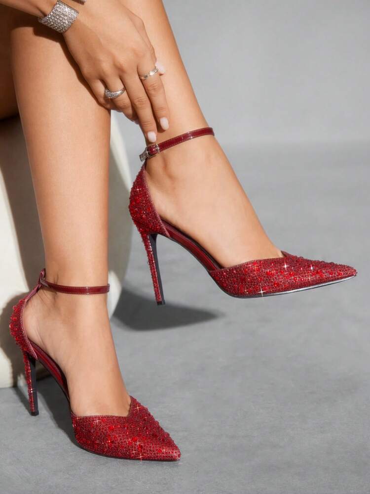 CUCCOO SZL Fashionable Women's Pointed Toe Glitter High Heels For Christmas Spring Shoes