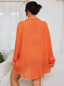 Slaydiva 大码女式竹纤维长袖纽扣开衫、海滩度假衬衫