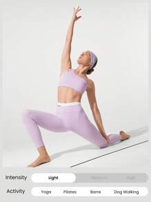 GLOWMODE FeatherFit™ Center Stage One Shoulder Spaghetti Straps Removable Cups Sports Bra Low Impact Yoga Pilates Barre Studio Daily Casual Wear - Mauve Purple - View 5