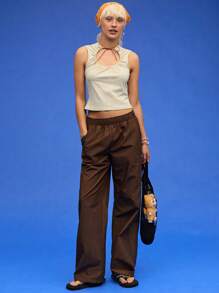 COUREZ Trägertop mit Ausschnitt vorne / Sommer Outfits für Frauen Y2K Sommer Tops Sommer Kleidung Lässig Baumwolle Vintage - Grau - Übersicht 5