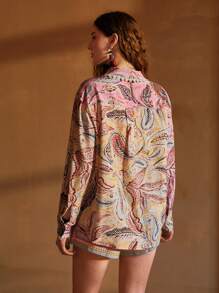 MOTF PREMIUM Camicia con stampa paisley e bordo in pizzo a contrasto