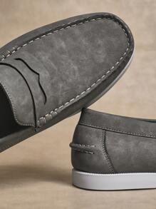 SHUZIA Mediterranean Luxe Men's Pearl Grey Slip On Summer Charming Walk Loafers - Soft& Breathable Lining | Italian-Inspired Penny Keeper For Yacht Clubs To Urban Escapes