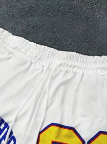 Manfinity EMRG Ensemble t-shirt col V à motif graphique et short pour hommes en été - Multicolore - Voir 5