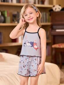 SHEIN 3 Sets Girls Cartoon Camisole & Shorts Pajama Sets - Pink - View 16