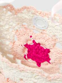 ROMWE Kawaii Bolso de ganchillo hecho a mano, diseño versátil y práctico para mujeres