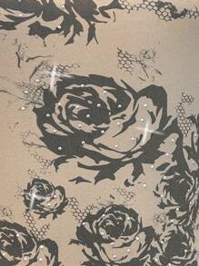 EgrlEra 女式春夏卡其色 Y2K 水钻装饰黑色图案印花街头修身舒适朋克摇滚休闲吊带背心 - 棕色 - 查看 4