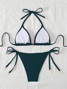 Swim Mod Women Beach Summer Swimwear Set - Teal Blue - View 2