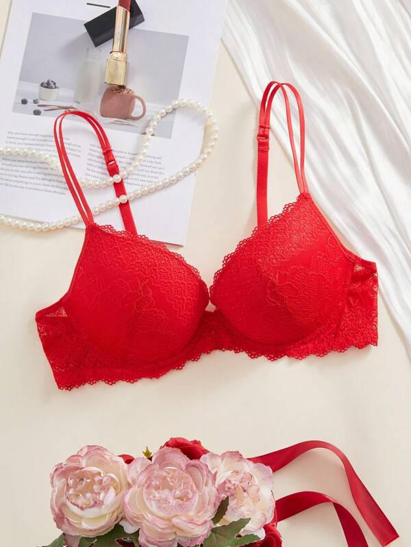 1pc High-Quality Full Lace Comfort Padded Underwire Bra For Women Bridallingerie