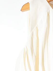 Elenzga Vestido midi plisado de cuello redondo sin mangas con cintura anudada y estilo minimalista, adecuado para citas en primavera/verano