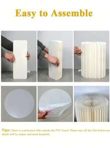 1pc/Set Ivory Cardboard Pedestal Stand, Folding Pillar Stand, Wedding Props, Floor Display Column Stand, DIY Pedestal Box With Round Top Plate Folding Paper Cylinder Column Pedestal Wedding Birthday Cake Flower Stand Rack Best Gifts,Wedding Decor,Home Decor ,Room Decor Graduation Birthday Decorations Party Decorations Bachelorette