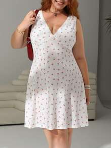 SHEIN EZwear Robe d'intérieur coupe A en dentelle cerise, tailles grandes