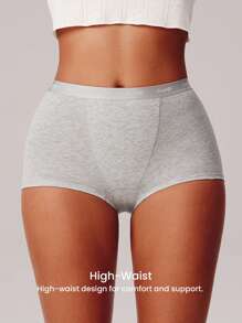 LUVLETTE 3 条装女士内裤，舒适透气基本款棉质徽标高腰平角内裤，女士平角内衣可作为外套，也适合少女和儿童