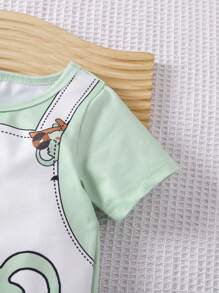 SHEIN Playful Pals Unisex Neugeborenen Baby Jungen Mädchen Outfit 2 in 1 Koala Muster Romper, geeignet für alle Anlässe im Sommer, niedlicher Koala Muster macht Baby noch süßer