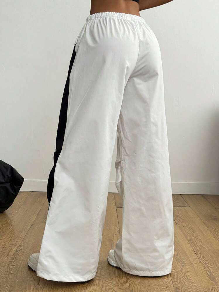 Coolane Women's Summer Concert Streetwear Going Out Color-Blocked Parachute Pants Cargo Pants - White - View 2