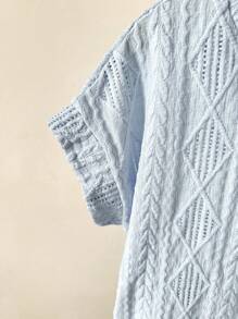 SHEIN Tween 女童宽松休闲圆领套头短袖 T 恤，纹理面料