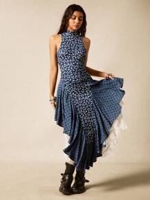 Easelle Đầm bodycon hở lưng hở lưng gợi cảm ren chắp vá cho kỳ nghỉ dành cho nữ - Nhiều màu - Xem 2