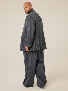 EASEVO 大码男士宽松休闲竖条纹长西装裤 - 彩色 - 查看 4