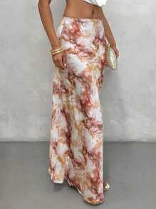 Glamine 优雅百搭A字裙，缎面印花裙，夏季连衣裙，修身时尚裙