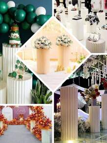 1pc/Set Ivory Cardboard Pedestal Stand, Folding Pillar Stand, Wedding Props, Floor Display Column Stand, DIY Pedestal Box With Round Top Plate Folding Paper Cylinder Column Pedestal Wedding Birthday Cake Flower Stand Rack Best Gifts,Wedding Decor,Home Decor ,Room Decor Graduation Birthday Decorations Party Decorations Bachelorette