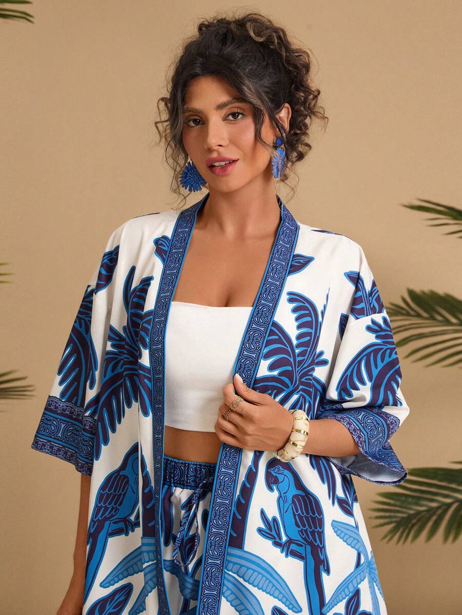 Travachic Plus Size Women Retro Print Short Sleeve Blouse And Shorts 2 Pieces Set,2 Pieces Summer Outfit - Multicolor - View 1