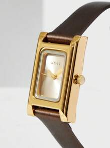 MOTF PREMIUM RELOJ MINI DE ORO CON TEXTURA A RAYAS MARRONES